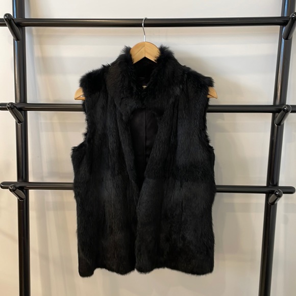MICHAEL Michael Kors black real rabbit fur vest size M - Picture 1 of 6
